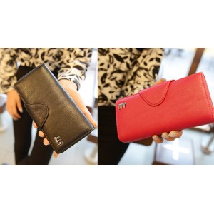 Simple Women's Cluth Wallet With Solid Color and PU Leather Design